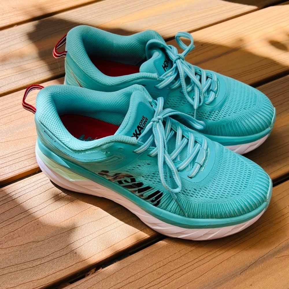 Hoka One One Bondi 7 Women's Aqua Athletic Shoes
